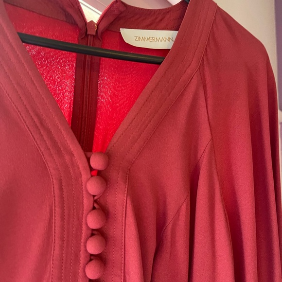 Zimmermann Espionage Billow Sleeve Dress in Rouge 0 ( 6 8 ) - Picture 4 of 6